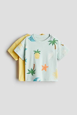KIT 2 CAMISETAS MANGA CURTA H&M - BEACH - MENINO