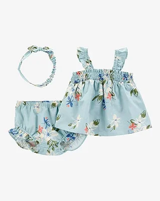CONJUNTO VERÃO 3 PEÇAS CARTER'S - FLOWERS - MENINA