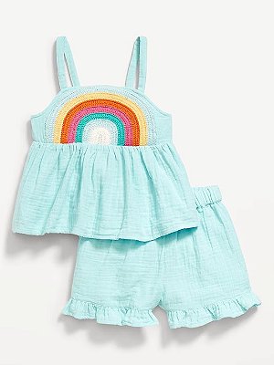 CONJUNTO VERÃO 2 PEÇAS OLD NAVY - ARCO-ÍRIS - MENINA