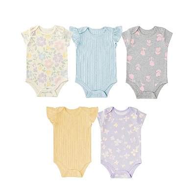 KIT 5 BODIES MANGA CURTA MEMBER'S MARK - FLORAL BASIC - MENINA