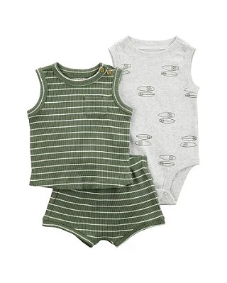 CONJUNTO VERÃO 3 PEÇAS CARTER'S - SURF VERDE - MENINO