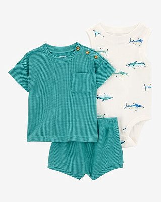 CONJUNTO VERÃO 3 PEÇAS CARTER'S - TUBARÃO - MENINO