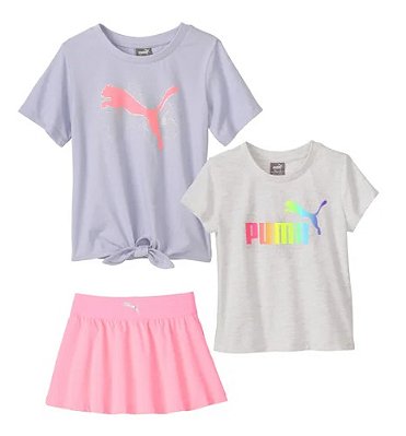 CONJUNTO VERÃO 3 PEÇAS PUMA - BÁSICO NEON - MENINA