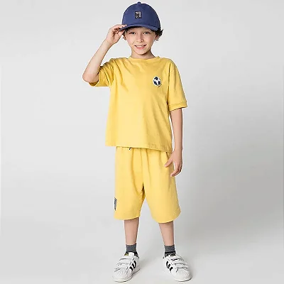 CAMISETA MANGA CURTA GREEN KIDS - FUTEBOL AMARELA - MENINO