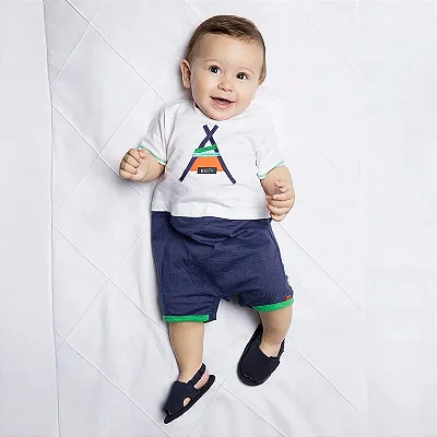 MACACÃO ROMPER GREEN BABY - BRINCADEIRA AZUL - MENINO