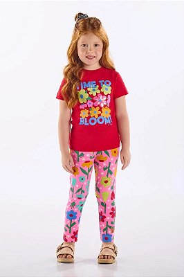 CONJUNTO 2 PEÇAS UP BABY - FLORZINHAS VERMELHAS - MENINA