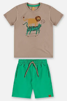 CONJUNTO VERÃO 2 PEÇAS UP BABY - ZOO  - MENINO