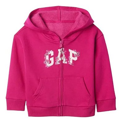 MOLETOM FLANELADO GAP - LOGO FLORAL - MENINA