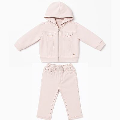 CONJUNTO MOLETOM FLANELADO GAP 2 PEÇAS - ROSÊ - MENINA
