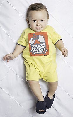ROMPER MANGA CURTA GREEN KIDS -CARANGUEJO AMARELO - MENINO