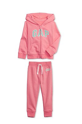 CONJUNTO FLANELADO 2 PEÇAS GAP - ROSA E VERDE - MENINA