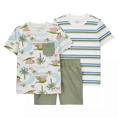 CONJUNTO VERÃO 3 PEÇAS CARTER'S - JACARÉ - MENINO