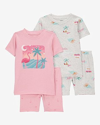 PIJAMA 4 PEÇAS CARTER'S - FLAMINGO - MENINA
