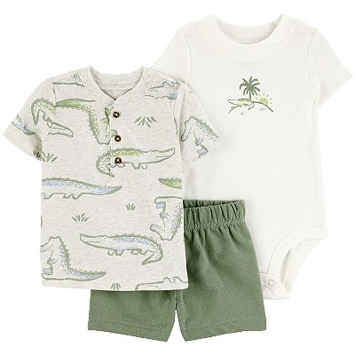 CONJUNTO VERÃO 3 PEÇAS CARTER'S - JACARÉ - MENINO