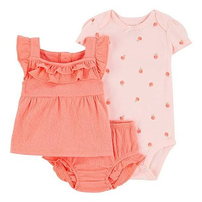 CONJUNTO VERÃO 3 PEÇAS CARTER'S - MAÇAZINHA ROSÉ - MENINA
