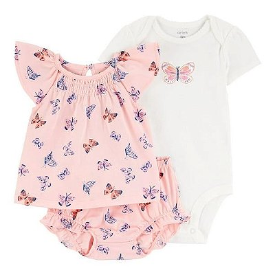 CONJUNTO VERÃO 3 PEÇAS CARTER'S - BORBOLETAS - MENINA
