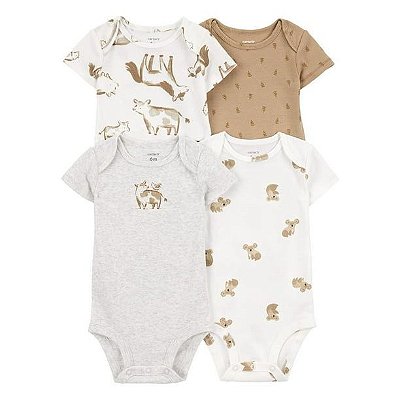 KIT 4 BODIES MANGA CURTA CARTER'S - BICHINHOS - UNISSEX