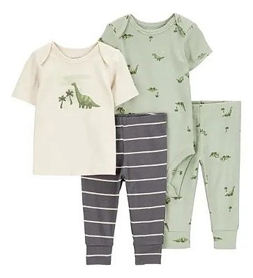 CONJUNTO 4 PEÇAS CARTER'S - DINOSSAUROS VERDE - MENINO