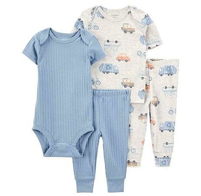 CONJUNTO 4 PEÇAS CARTER'S - CARROS AZUL - MENINO