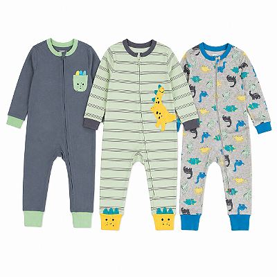 KIT 3 MACACÕES SEM PÉ KOALA BABY - DINOSSAUROS - MENINO