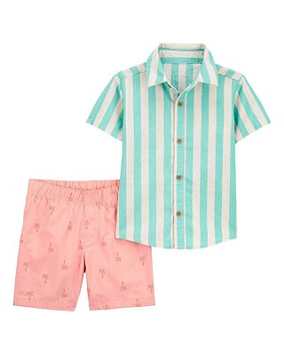 CONJUNTO VERÃO 2 PEÇAS CARTER'S - COQUEIROS LISTRADINHO - MENINO