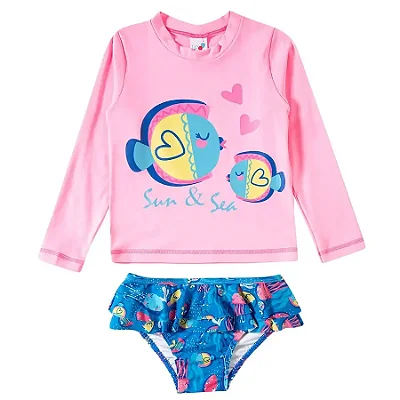 MODA PRAIA TIP TOP CONJUNTO 2 PEÇAS - OCEANO - PROTEÇÃO UV50+ - MENINA