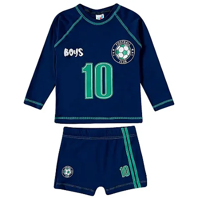 MODA PRAIA CONJUNTO 2 PEÇAS TIP TOP - FOOTBALL CLUB - PROTEÇÃO UV50+ - MENINO