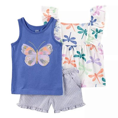 CONJUNTO VERÃO 3 PEÇAS CARTER'S - LIBÉLULAS - MENINA