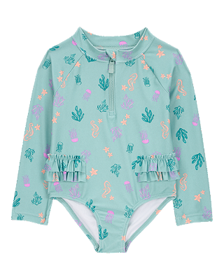 MAIÔ MODA PRAIA CARTER'S - FUNDO DO MAR - PROTEÇÃO UV50+ - MENINA