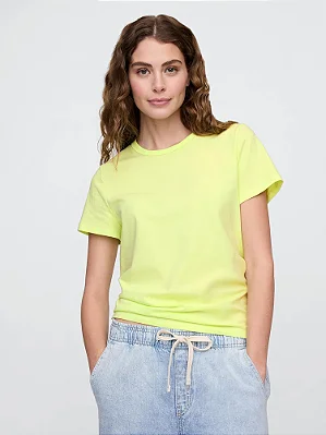 CAMISETA MANGA CURTA GAP - VERDE NEON - FEMININA