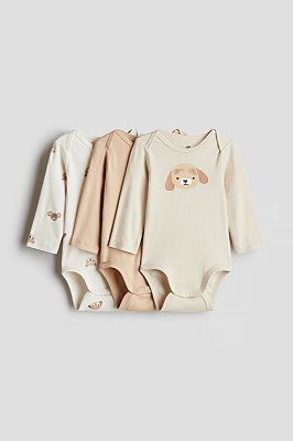 KIT 3 BODIES MANGA LONGA H&M - BICHINHOS - UNISSEX