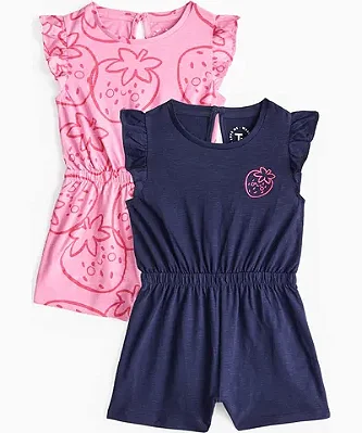 KIT 2 MACACÕES ROMPERS TU - MORANGUINHOS - MENINA