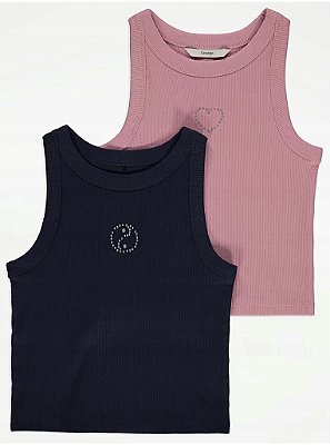 KIT 2 CAMISETAS REGATA GEORGE BABY - MARINHO E LILÁS - MENINA