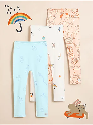 KIT 3 CALÇAS LEGGING GEORGE BABY - BICHINHOS - MENINA