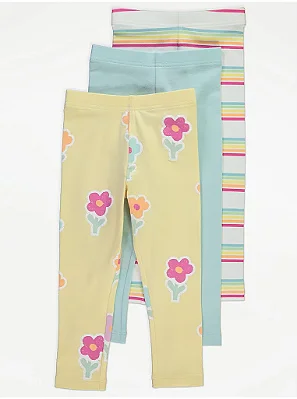 KIT 3 CALÇAS LEGGING GEORGE BABY - FLORAL COLORIDO - MENINA
