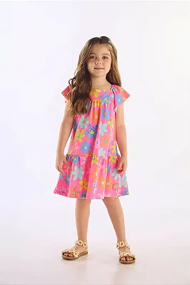 VESTIDO UP BABY KIDS - FLORZINHAS NEON - MENINA
