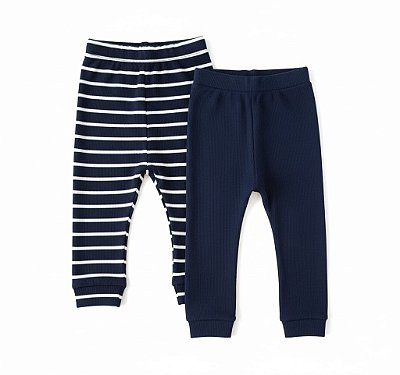 KIT 2 CALÇAS TU - LISTRADA E AZUL - MENINO