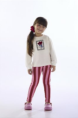 CONJUNTO 2 PEÇAS TRÊS E JÁ - FLOWERS LISTRADO - MENINA