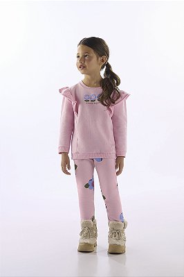 CONJUNTO FLANELADO 2 PEÇAS UP BABY - FLORZINHAS ROSA - MENINA