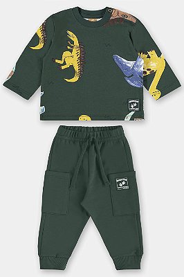 CONJUNTO 2 PEÇAS UP BABY - DINOSSAUROS VERDE - MENINO