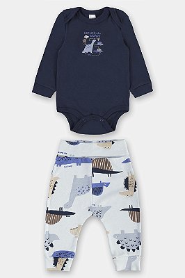 CONJUNTO 2 PEÇAS UP BABY - DINOS AZUL - MENINO