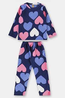 PIJAMA 2 PEÇAS FLEECE UP BABY KIDS - CORAÇÃO - MENINA