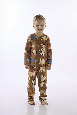 PIJAMA 2 PEÇAS FLEECE UP BABY KIDS - CACHORRINHOS - MENINO