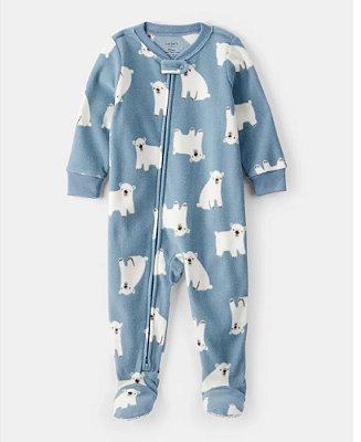 MACACÃO FLEECE COM PÉ CARTER'S - URSO POLAR - MENINO