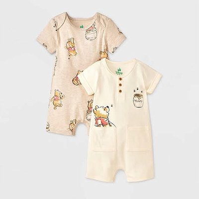 KIT 2 MACACÕES ROMPERS DINEY BABY - URSINHO POOH - MENINO