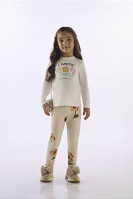 CAMISETA MANGA LONGA UP BABY - FLORES BRANCA - MENINA
