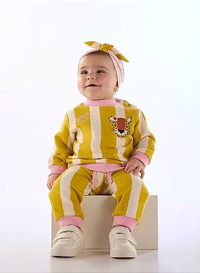 CONJUNTO 2 PEÇAS TRÊS E JÁ - FLORZINHAS - MENINA