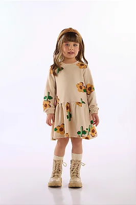 VESTIDO MOLETINHO UP BABY KIDS - FLORAL AMARELO - MENINA