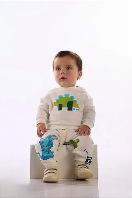 CONJUNTO MOLETOM 2 PEÇAS BABY UP BABY - DINO - MENINO