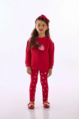 MOLETOM FLANELADO UP BABY KIDS- MORANGUINHOS - MENINA